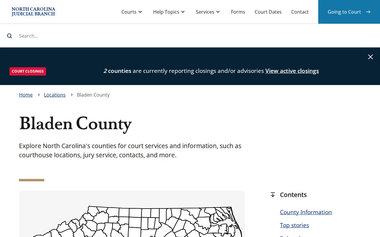 Bladen County Courts page and official case search route
